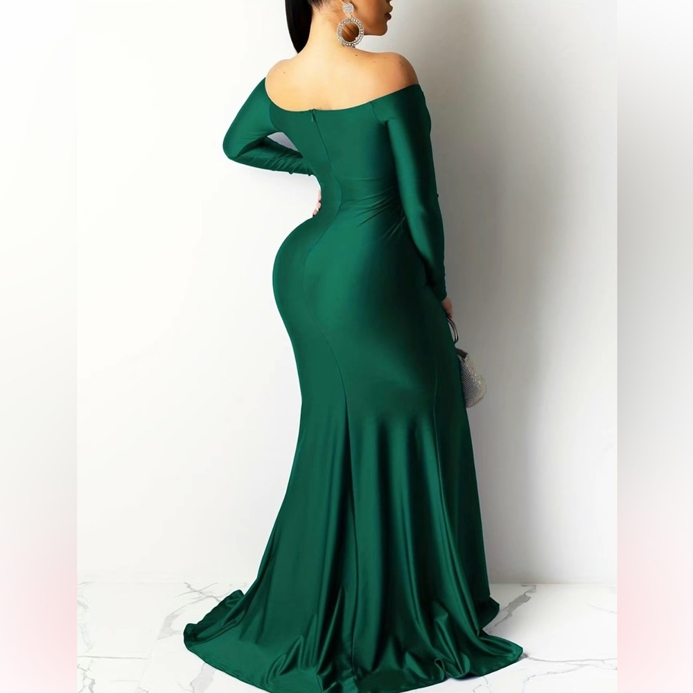 Women’s Sexy Plain Off Shoulder Split thigh wrap mermaid dress Size 8/10